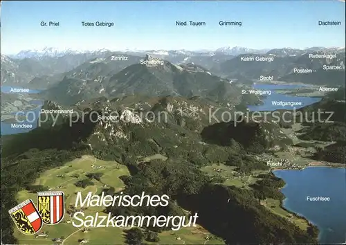 Fuschlsee Panoramakarte Dachstein Fuschl Wolfgangsee Mondsee Gr Priel  Kat. Oesterreich