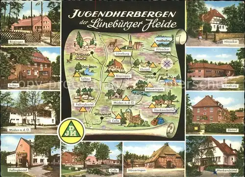 Lueneburger Heide Jugendherbergen Landkarte Kat. Walsrode