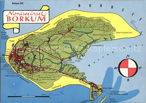 Borkum Nordseebad Insel Landkarte / Borkum /Leer LKR
