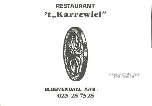 Bloemendaal Restaurant Karrewiel Kat. Niederlande