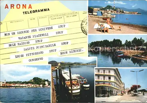 Arona Lago Maggiore Strand Telegramma Strassenansicht Schiff / Arona /Novara
