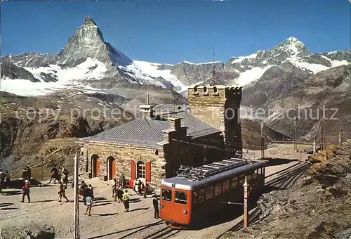 Zermatt VS Station Gornergrat mit Matterhorn und Dt Blanche Kat. Zermatt