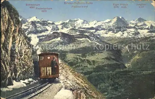 Brienz Rothornbahn Schreckhorn Fiescherwand Eiger Moench Jungfrau Kat. Eisenbahn