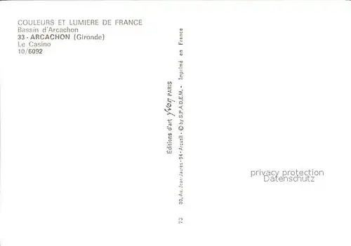 Arcachon Gironde Couleurs et Lumiere de France Bassin d  Arcachon Le Casino Kat. Arcachon