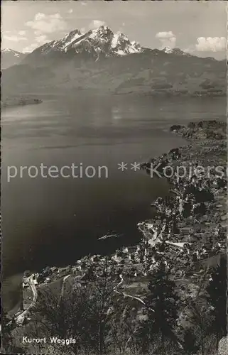 Weggis LU mit Pilatus und Vierwaldstaettersee Kat. Weggis