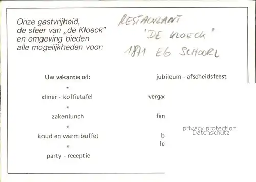 Schoorl Restaurant De Kloeck  Kat. Bergen Niederlande