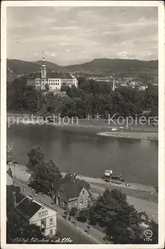 Sudetengau Schloss Tetschen mit Elbpartie