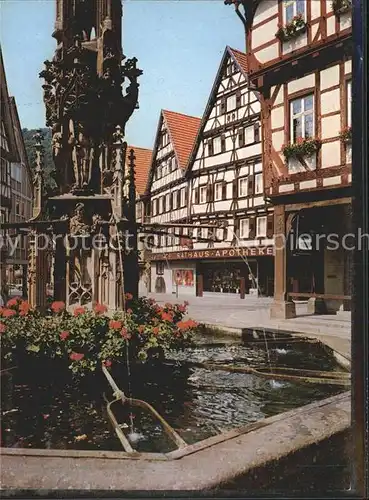 Urach Bad Marktbrunnen am Rathaus Fachwerkhaus Kat. Bad Urach