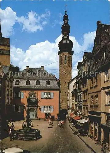 Cochem Mosel Marktplatz und Rathaus Brunnen Kat. Cochem