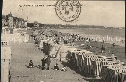 La Baule sur Mer Entree de la Plage Stempel auf AK Kat. La Baule Escoublac