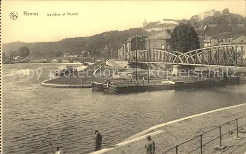 Namur Wallonie Sambre et Meuse Pont Frachtkahn Kat. 