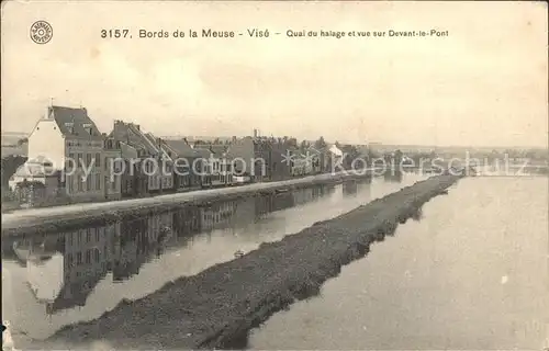 Vise Bords de la Meuse Quai du halage et vue dsur Devant le Pont Kat. 