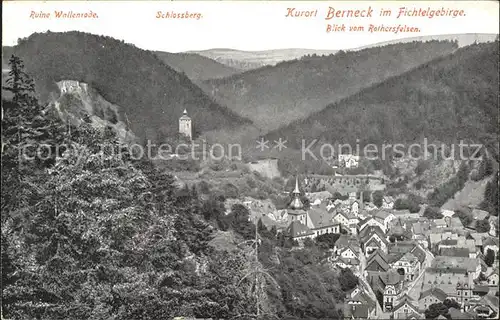 Berneck Fichtelgebirge Panorama Blick vom Rothersfelsen Ruine Wallenrode Schlossberg Kurort Kat. Bad Berneck