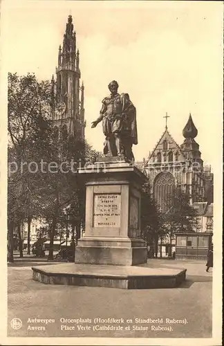 Antwerpen Anvers Place Verte Statue Rubens Kat. 