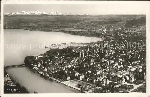 Konstanz Bodensee Fliegeraufnahme See Alpen Kat. Konstanz