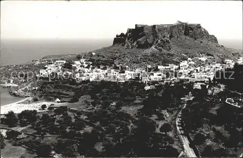 Lindos Lindo Panorama mit Akropolis Kat. Rhodes