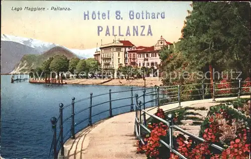 Pallanza Uferpartie am Lago Maggiore Hotel S. Gothard Kat. Italien