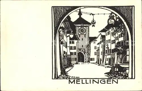 Mellingen AG Tor Brunnen Strassenansicht  Kat. Mellingen