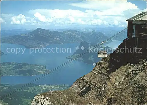 Vierwaldstaettersee SZ mit Pilatus Luftseilbahn Rigi und Buergenstock Kat. Brunnen