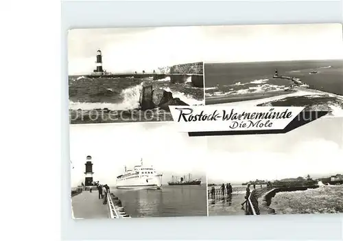 Rostock Warnemuende Mole Faehre Leuchtturm  Kat. Rostock