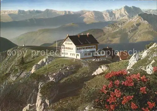 Rotwandhaus gegen Rofan und Guffert Alpenflora Alpenpanorama Kat. Schliersee
