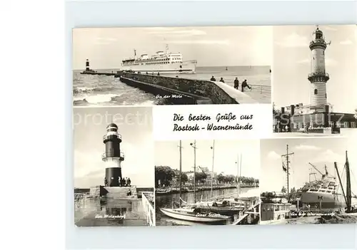 Rostock Warnemuende An der Mole Leuchtturm Warnowwerk Alter Strom Kat. Rostock