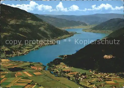 Ossiachersee mit Ruine Landskron Fliegeraufnahme Kat. Ossiach