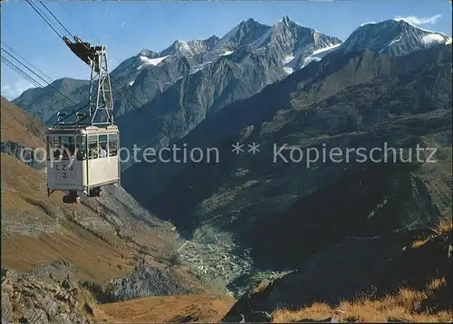 Zermatt VS Schwarzseebahn mit Blick auf Dorf und Mischabelgruppe Kat. Zermatt
