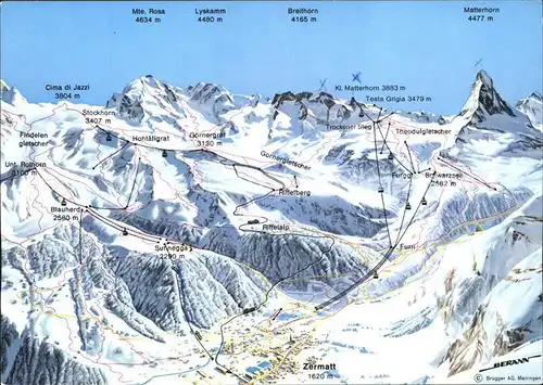 Zermatt VS Mte Rosa Lyskamm Breithorn Matterhorn Kat. Zermatt