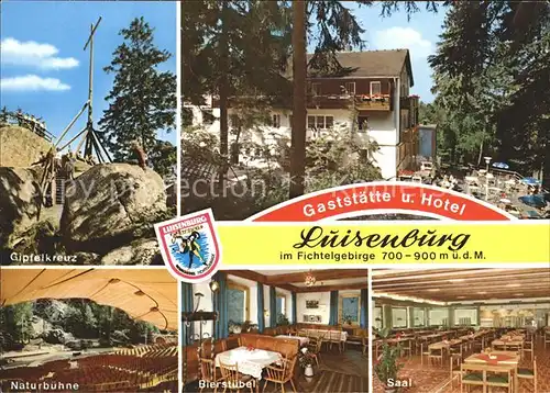 Fichtelgebirge Gaststaette Hotel Luisenburg Naturbuehne Gipfelkreuz Saal Kat. 