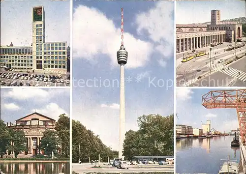 Stuttgart Rathaus Staatstheater Fernsehturm Hauptbahnhof Hafen Kat. Stuttgart