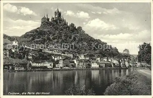 Cochem Mosel Uferpartie am Fluss Burg Gutmann s Karte Kat. Cochem