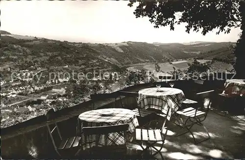 Bad Nassau Blick von der Stammburg Nassau Oranien Terrasse Restaurant Kat. Nassau Lahn