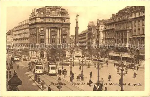 Bruxelles Bruessel Place de Brouckere Monument Anspach Tram Kat. 