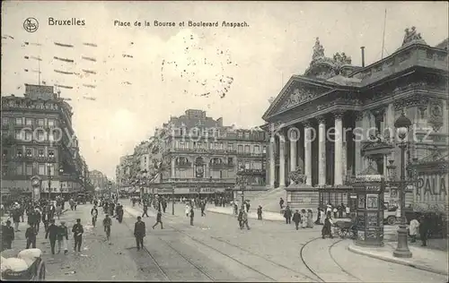 Bruxelles Bruessel Place de la Bourse et Boulevard Anspach Kat. 