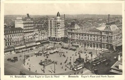 Bruxelles Bruessel Gare du Nord et Place Rogier Hauptbahnhof Kat. 