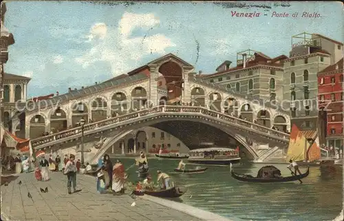 Venedig Venezia Ponte di Rialto Kuenstlerkarte Kat. 