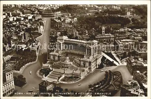 Roma Rom Via Dell Impero Monumento a Vittorio Emanuels Fliegeraufnahme Kat. 