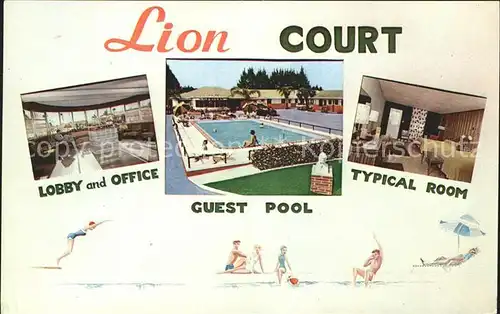 St Augustine Lion Motor Court Lobby Office Swimming Pool Kat. 