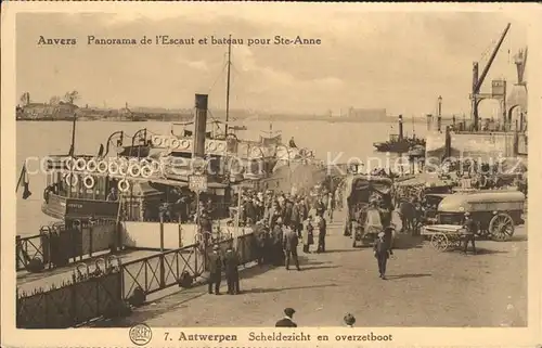 Anvers Antwerpen Panorama de l Escaut et bateau pour Ste Anne Kat. 