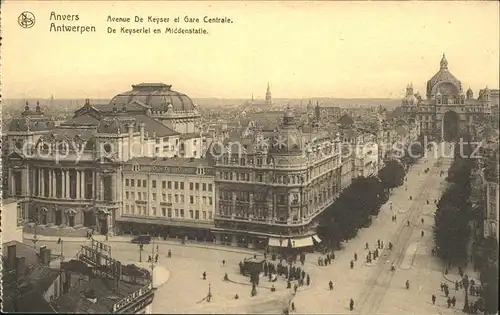 Anvers Antwerpen Avenue De Keyser et Gare Centrale Kat. 