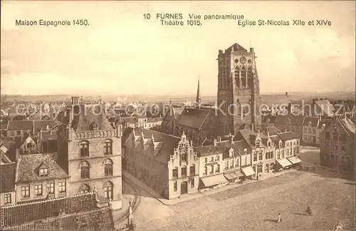 Furnes Flandre Maison Espagnole Theatre Eglise St Nicolas Vue panoramique Kat. 