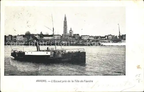 Anvers Antwerpen Escaut pris de la Tete de Flandre Kat. 