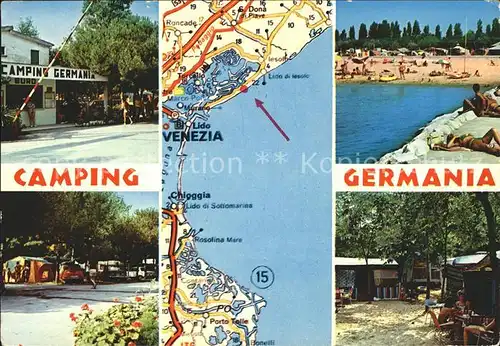 Venezia Venedig Camping Germania Strand Landkarte Kueste Kat. 