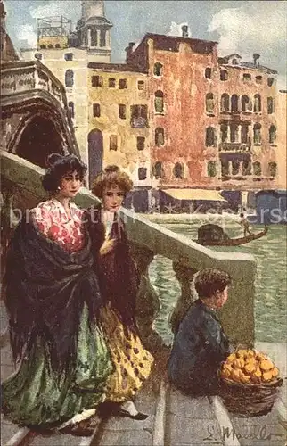 Venedig Venezia Frauen Gondel Kuenstlerkarte /  /