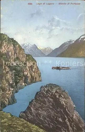 Porlezza Lombardei Panorama Lago di Lugano Alpen Dampfer Kat. 