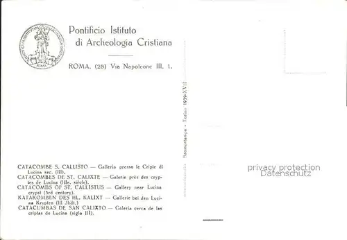 Roma Rom Pontificio Istituto die Archeologia Cristiana Via Napoleone III Kat. 