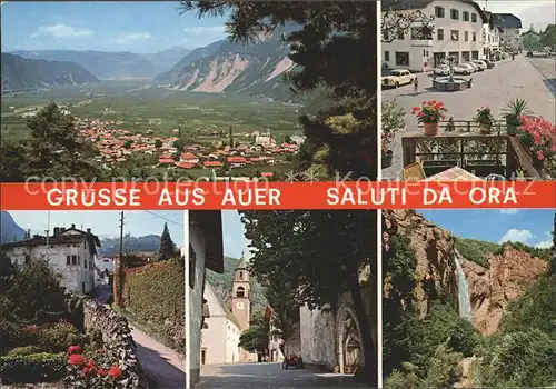 Auer Ora Suedtirol Panorama Strassenpartien Kirche Wasserfall Kat. 