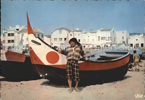 Nazare Portugal Pescador e barco Kat. 