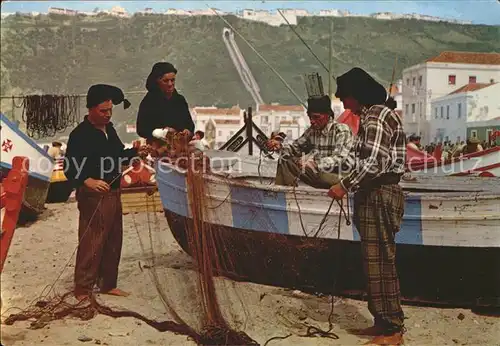 Nazare Portugal Preparando as redes Fischer Kat. 